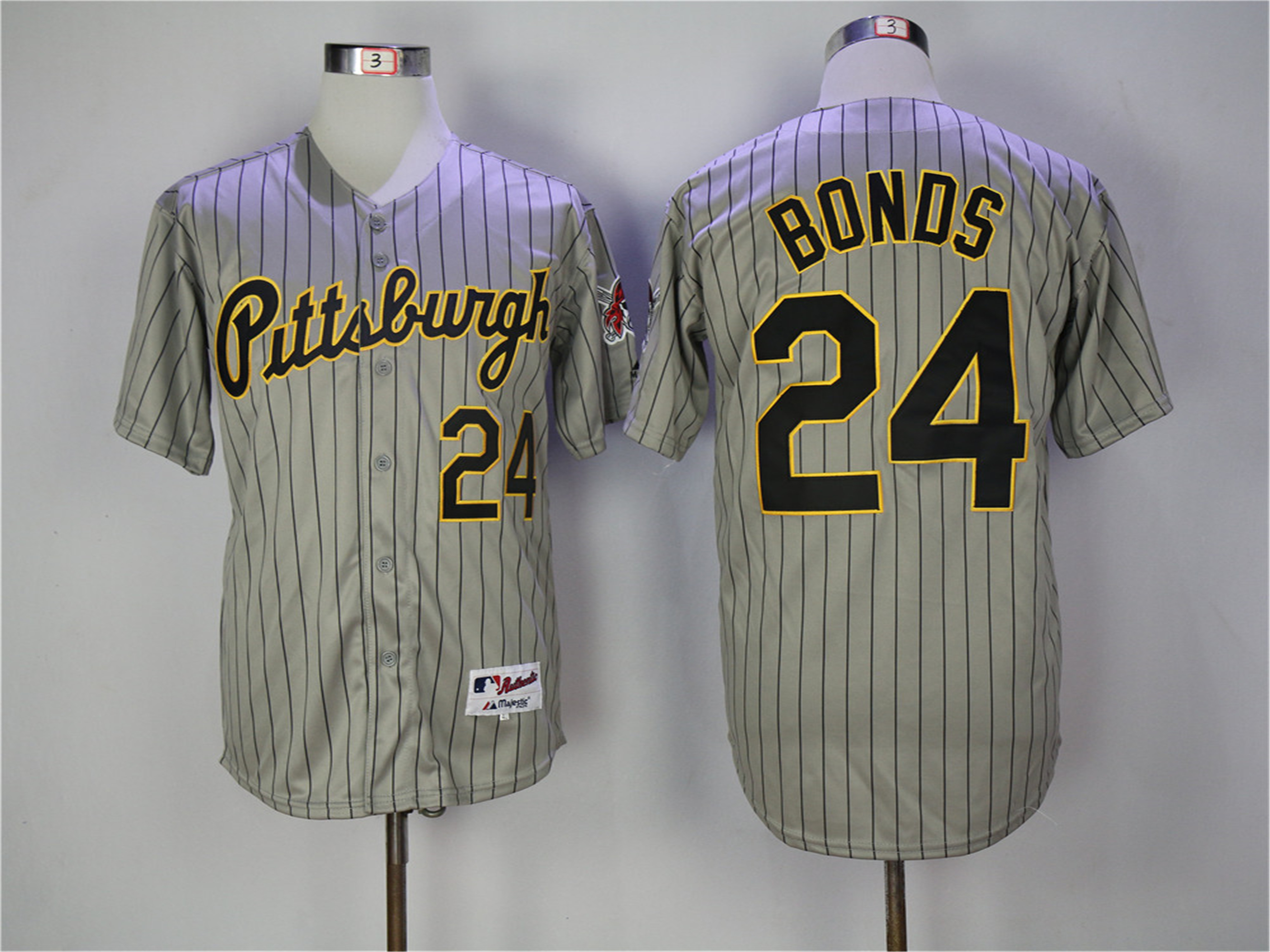 Men Pittsburgh Pirates 24 Bonds Grey stripe MLB Jerseys
